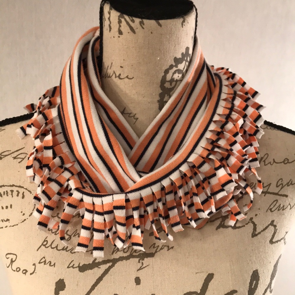 Infinity Scarf Orange, Black, White Stripe Unique Bengals or Baltimore Orioles